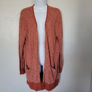 Madewell Summer Ryder Small Orange Knit Cardigan Long Sleeve Pockets Sweater
